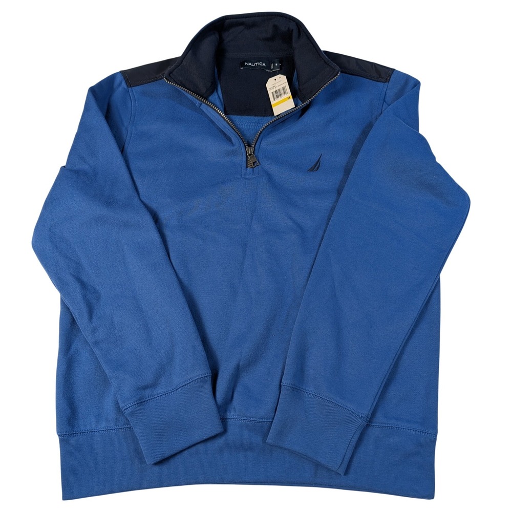 Nautica Mens Quarter Zip Pullover Sweatshirt Windsurf Blue K8318M Size M New